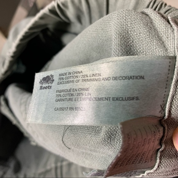 𝅺roots Raw Hem Shorts Cotton Linen Washed Green Sz Small Elastic Waist Pull on - Picture 11 of 11